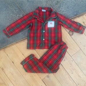 Three Sisters Christmas tartan Plaid Red Kids Pajamas size 4